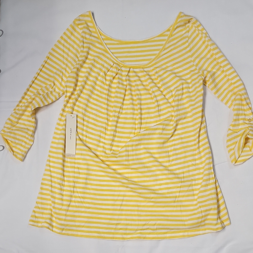 NWT Andrea Jovine Yellow Striped Long Sleeve Maternity Top M